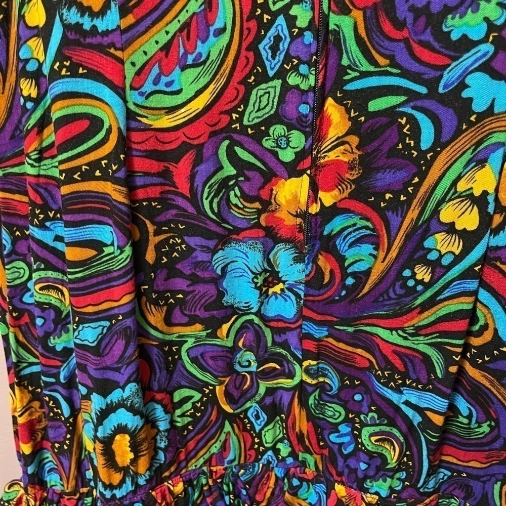 Y2K Tank dress bright multi print with three tier ruffle bottom. Sz 11 - Picture 7 of 7